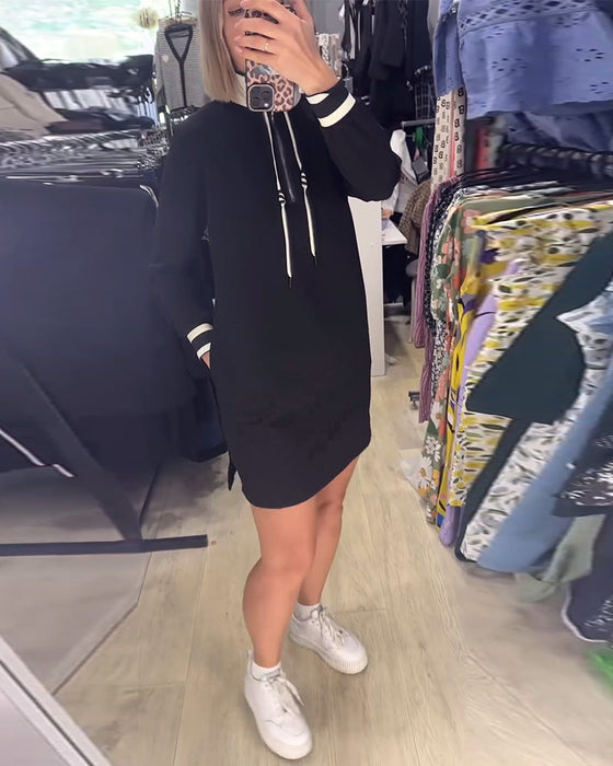 Robe décontractée à col montant et manches longues avec cordon de serrage