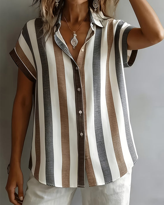 Chemise Rayure Verticale Manche Courte