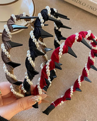 Bandeau Vintage Haut Crâne Perle Artificielle