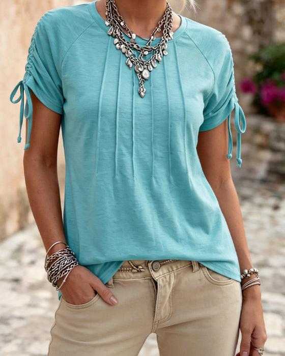 T-Shirt Froncé Cravate Manche Courte
