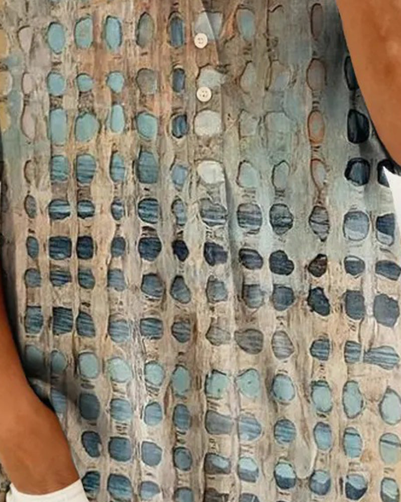 Blouse Imprimé Pois Bouton Demi-Patron