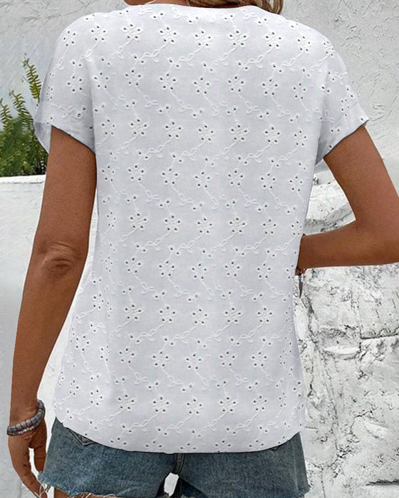 Chemise Col Montant Dentelle Bouton Creux