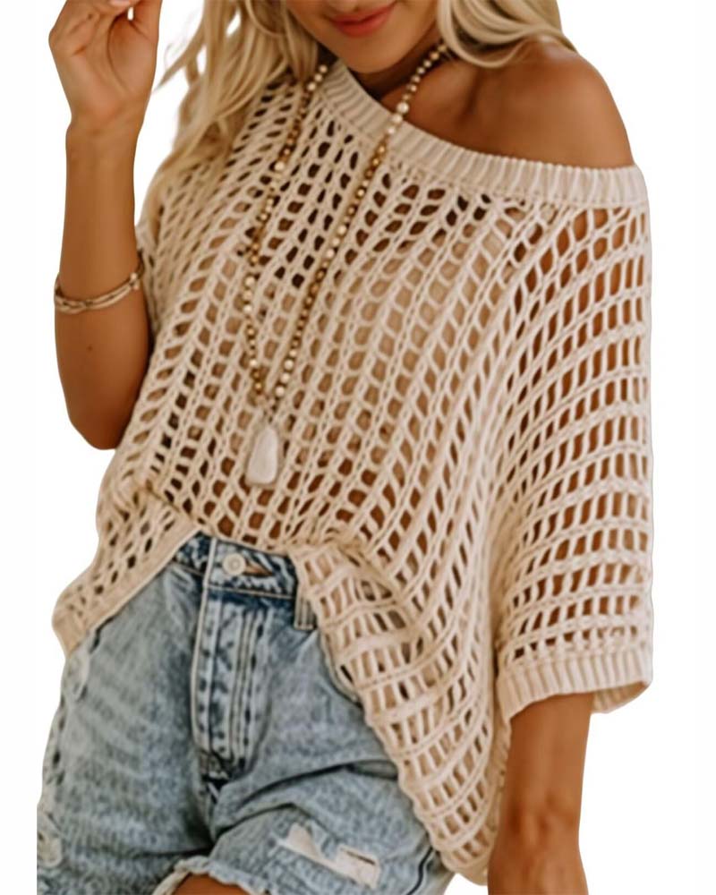 Cache-Côte Plage Cinq Manches Ajourée