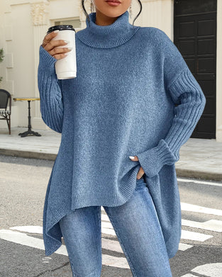 Pull Ample à Col Montant Asymétrique