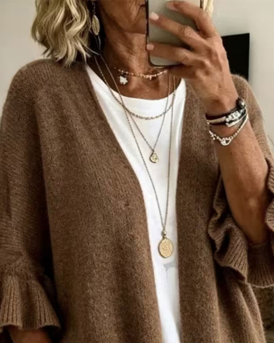 Cardigan Unie Manche Volantée