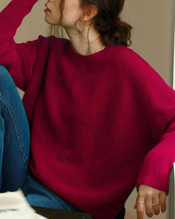 Pullover Col Rond Manches Longues Décontracté Tricoté