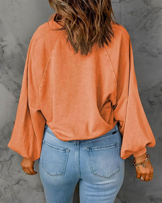 Sweatshirt Revers Bouton Unie