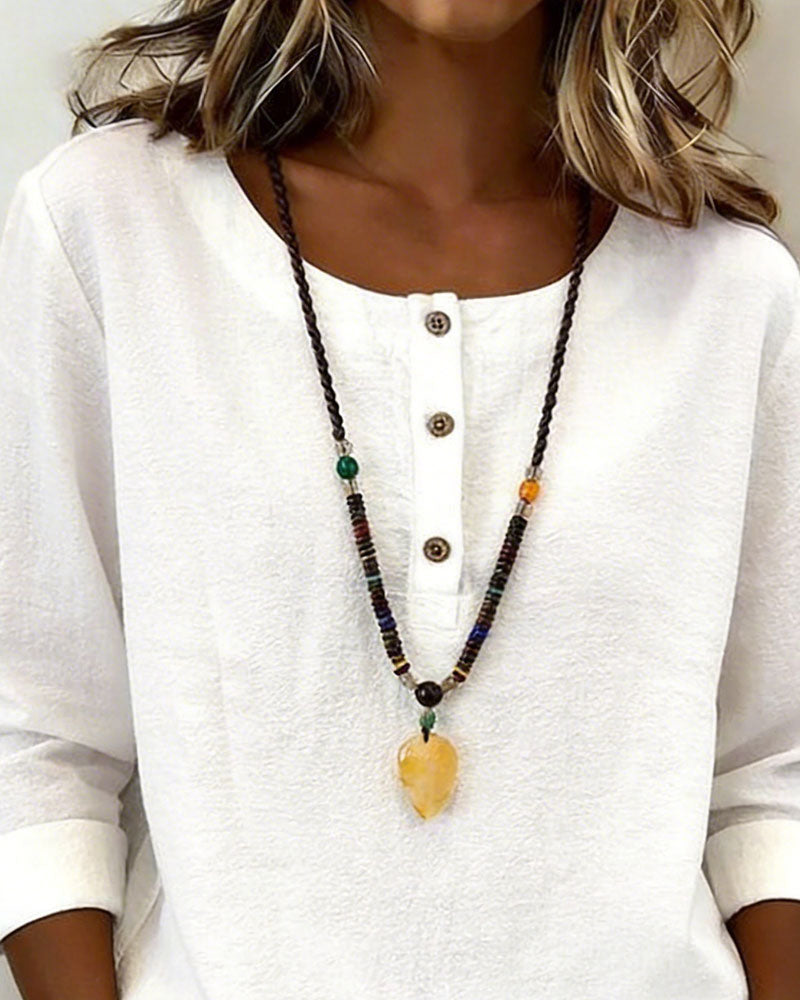 Blouse Col Rond Boutonnage Manche Longue