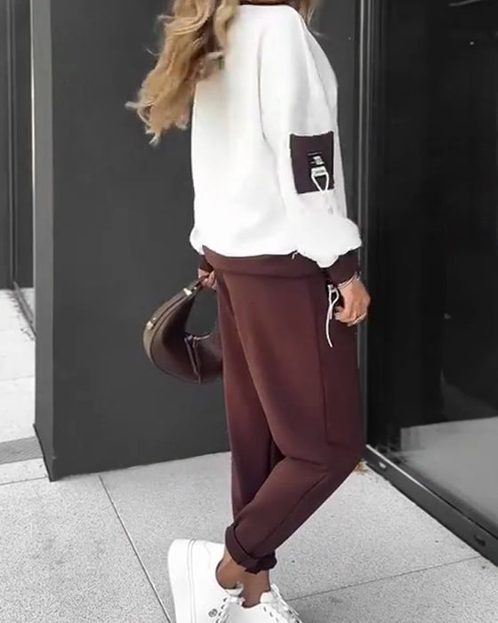 Ensemble Sweat-Shirt Et Jogging Color Block