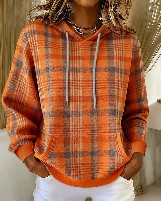 Hoodie Carreau Poche Décontracté