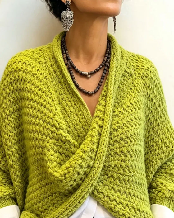 Pullover Gros Col En V Twist Irrégulier Tricoté