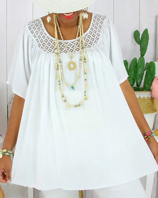 Blouse Unie à Coupe Légère