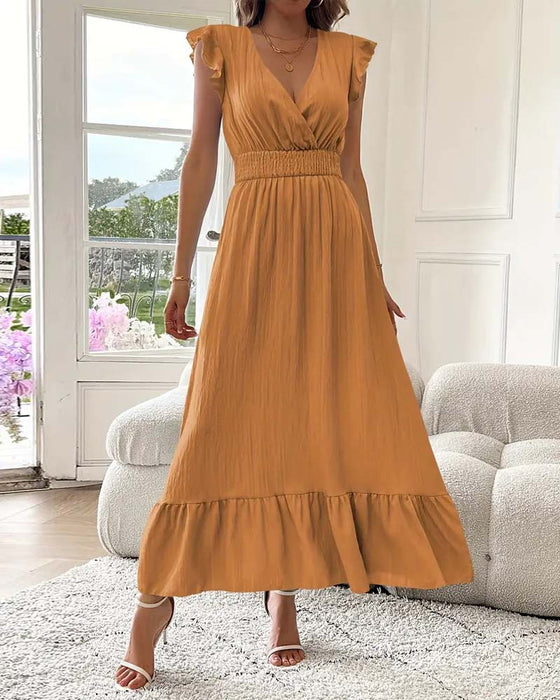 Robe Col Uni Taille Cintrée