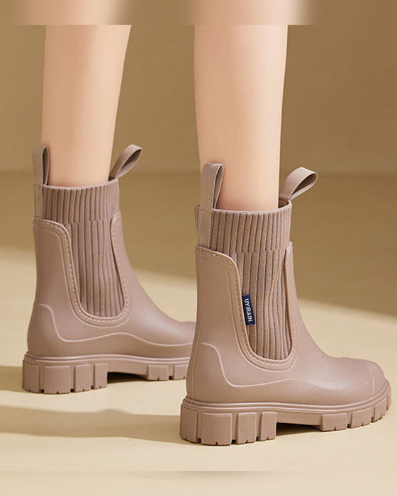 ☔️Bottes Imperméable Anti-Dérapant Semelle Épaisse Mi-Mollet