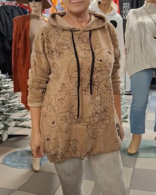 Hoodie Coupe Ample Imprimé À Capuche