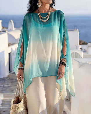 Blouse Off-Shoulder Sheer Contraste