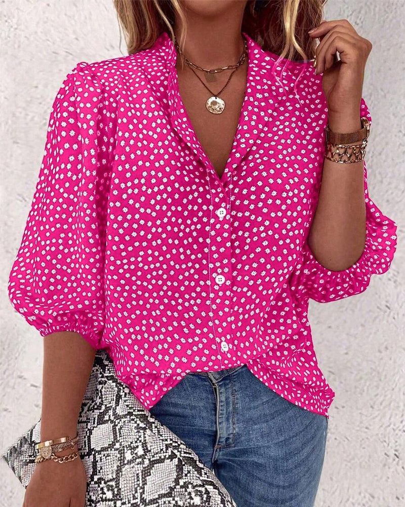 Chemise Petite Florale Manche Bouffante