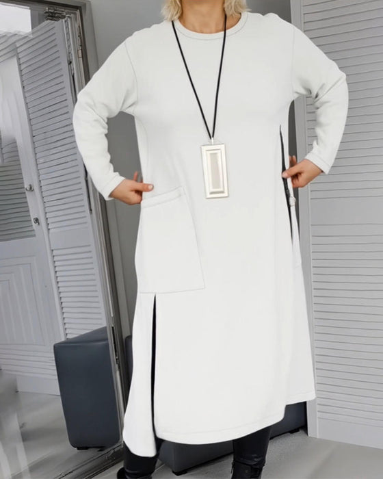 Robe Élégante Grande Poche Design À Fermeture Éclair