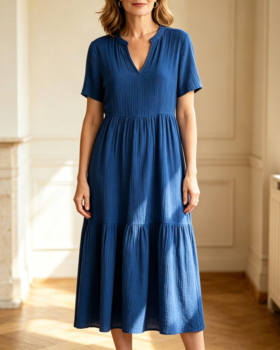 Robe Décontractée Uni Manches Courtes