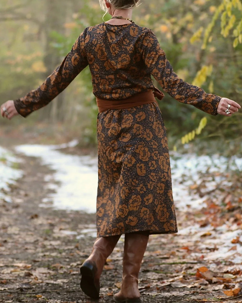 Robe Imprimé Floral Col Rond Coupe Ample