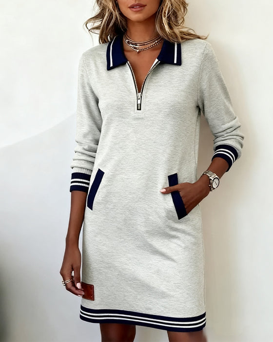 Robe À Manches Longues Avec Zip Et Revers