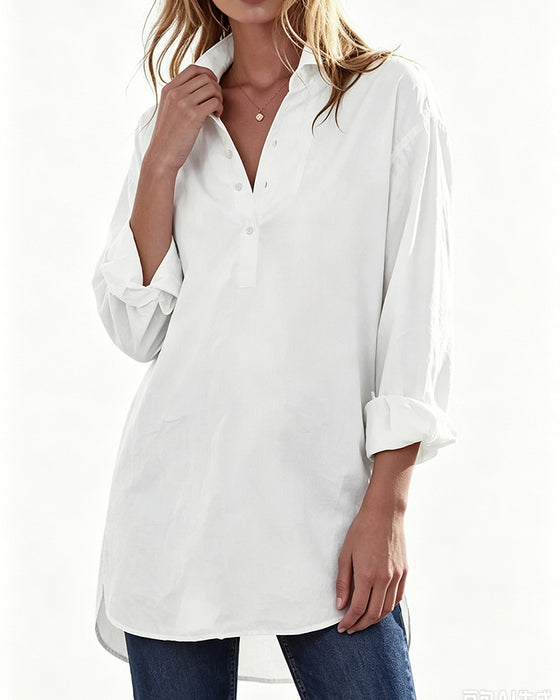Chemise Coupe Lâche Unie Décontractée