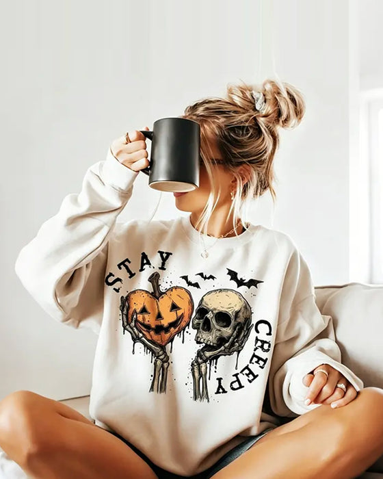 Sweatshirt Col Rond Manche Longue Halloween