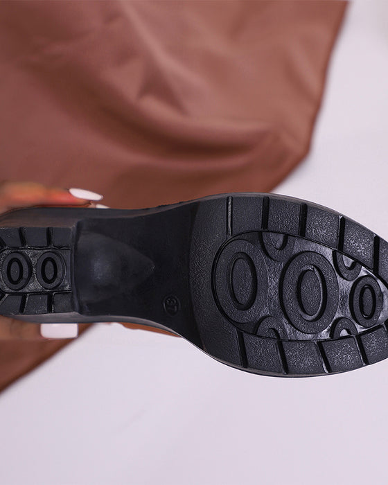 Bottines À Talons Larges Pour Femmes Avec Décor Strass