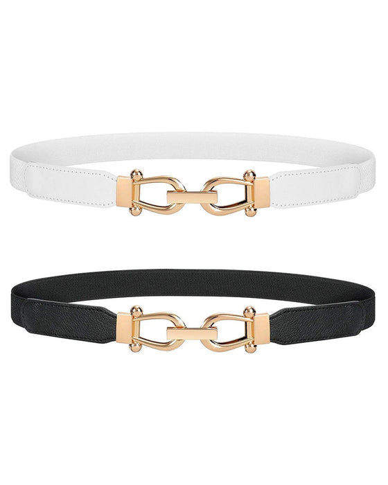 Ceinture Taille Stretch Pour Femme Ceinture Élastique Rétro Fine Avec Boucle Dorée