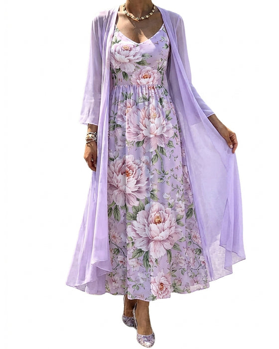Set Imprimé Floral Robe Deux Pièces