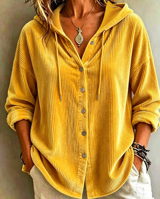 Manteau Capuche Rayé Bouton Cordon De Serrage