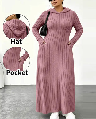 Robe Capuche Poche Côtes Ajustée