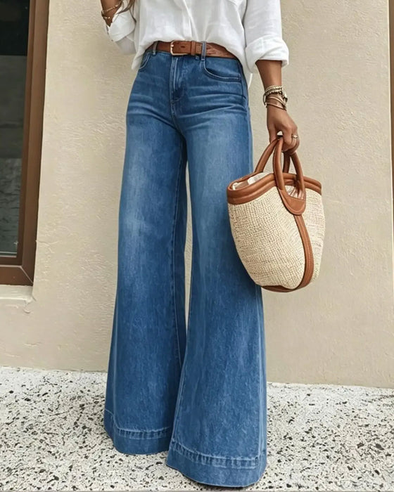 Pantalon Dégradé Jambe Large Denim