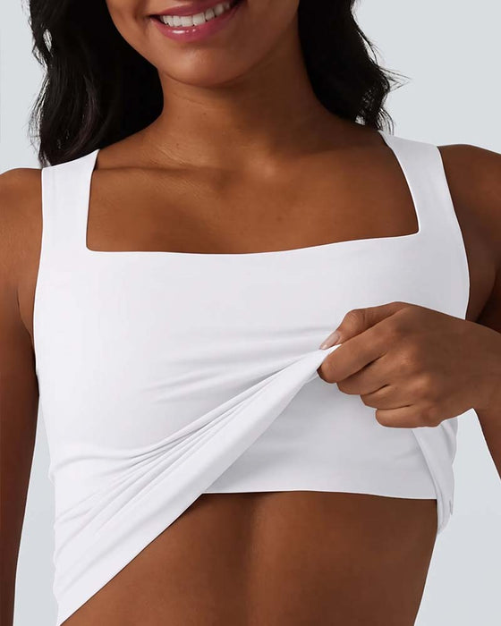Débardeur Unie Col Carré Soutien-Gorge Intégré