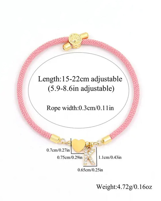 Cœur Initial Charme Lien Branché Bracelet