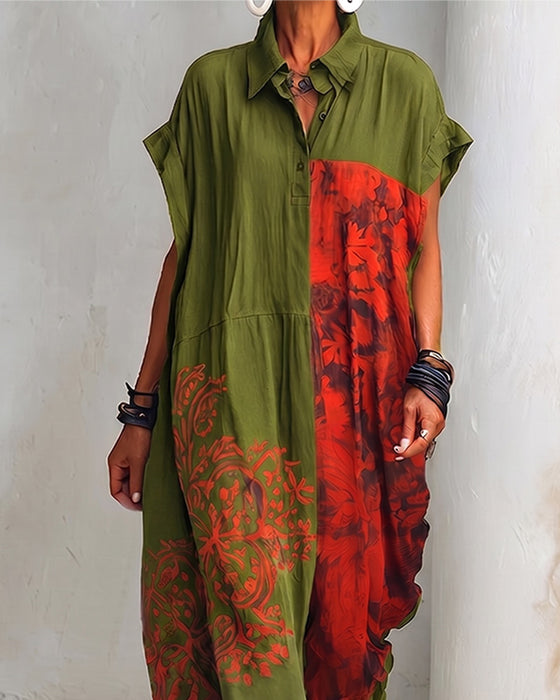 Robe Revers Imprimé Lâche Chemise