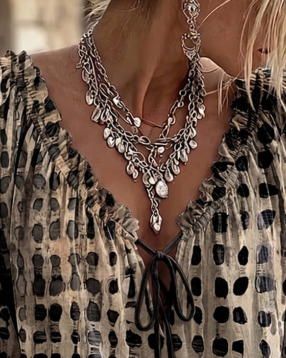 Blouse À Pois Avec Lacets