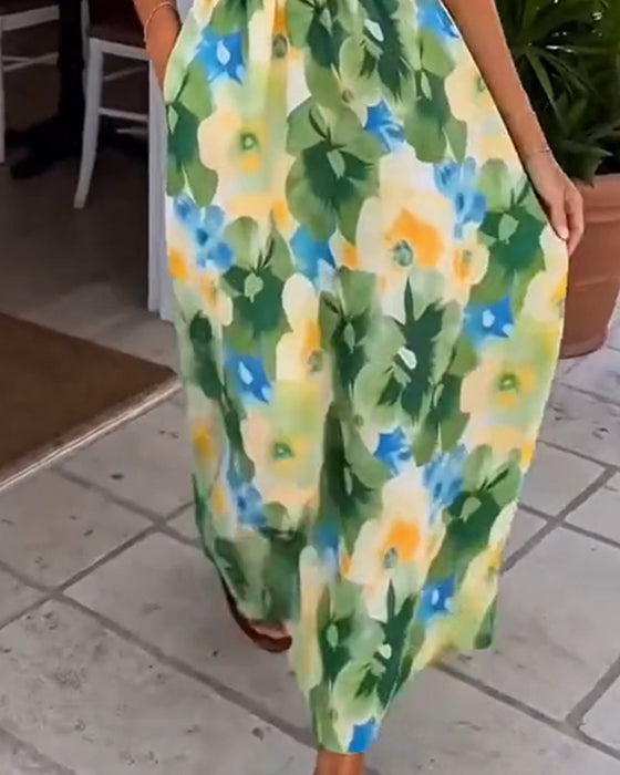 Robe Florale Sans Bretelles Taille A-Ligne
