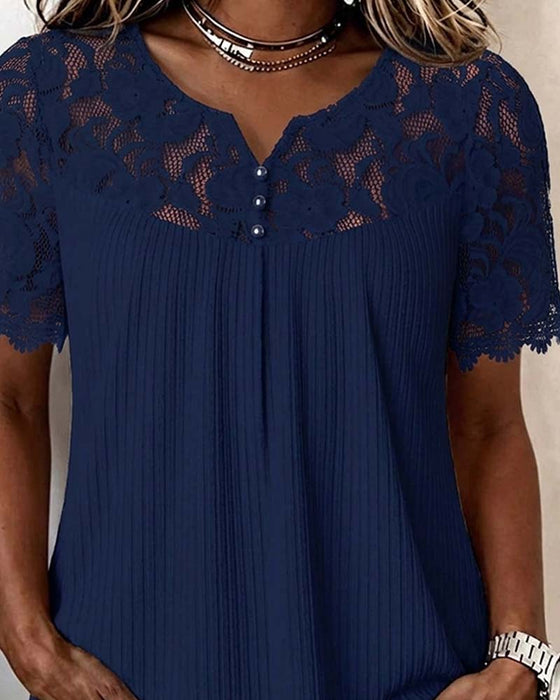 Chemisier Dentelle Patchwork Manche Courte