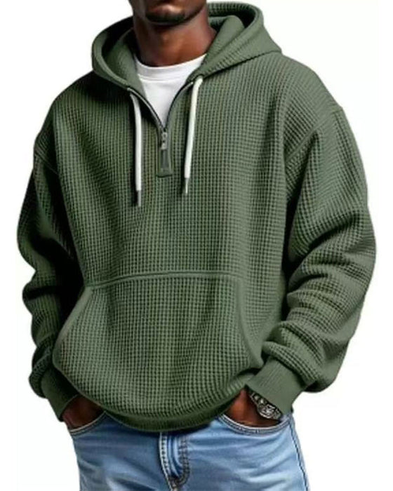 Hoodie Homme Unie Fermeture Éclair Pull
