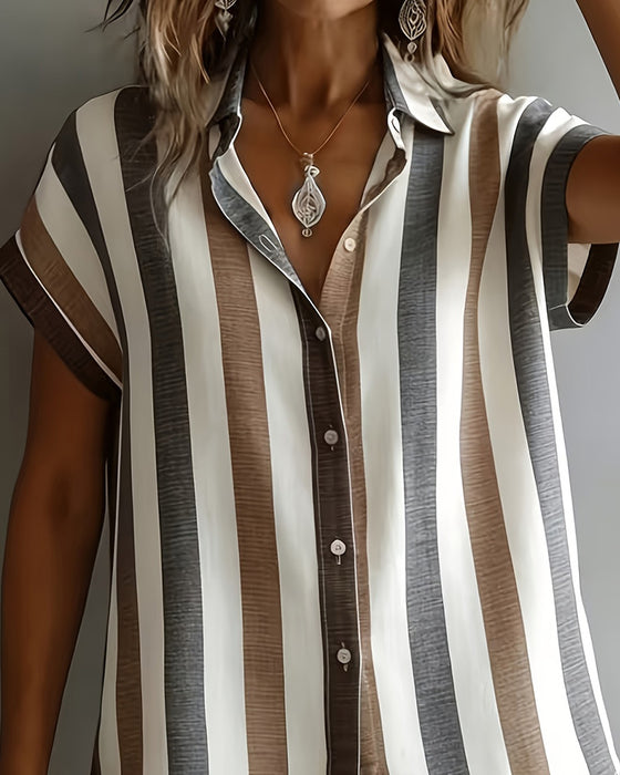 Chemise Rayure Verticale Manche Courte