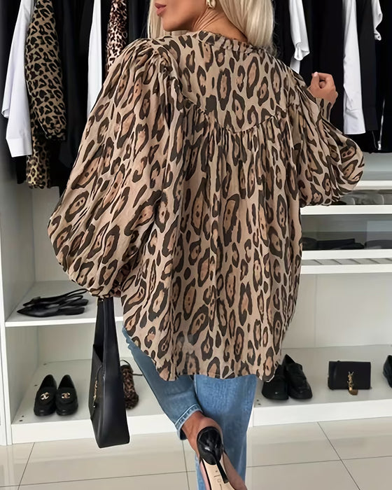 Blouse Manches Longues Imprimé Léopard