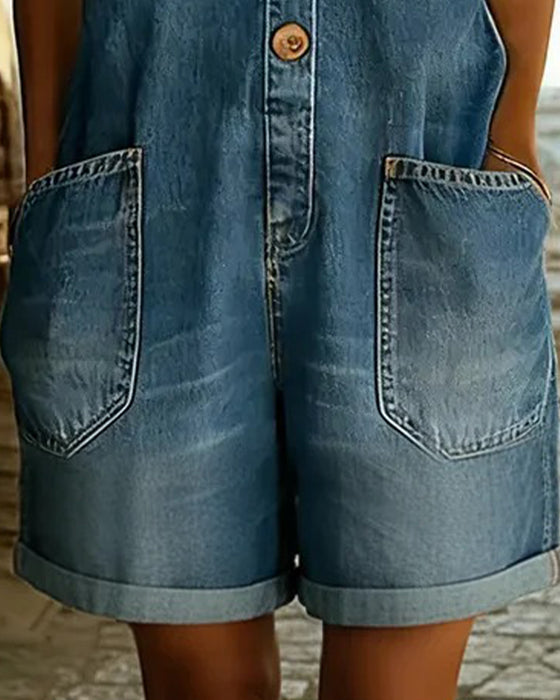 Combinaisons Avec Short En Denim Décontracté