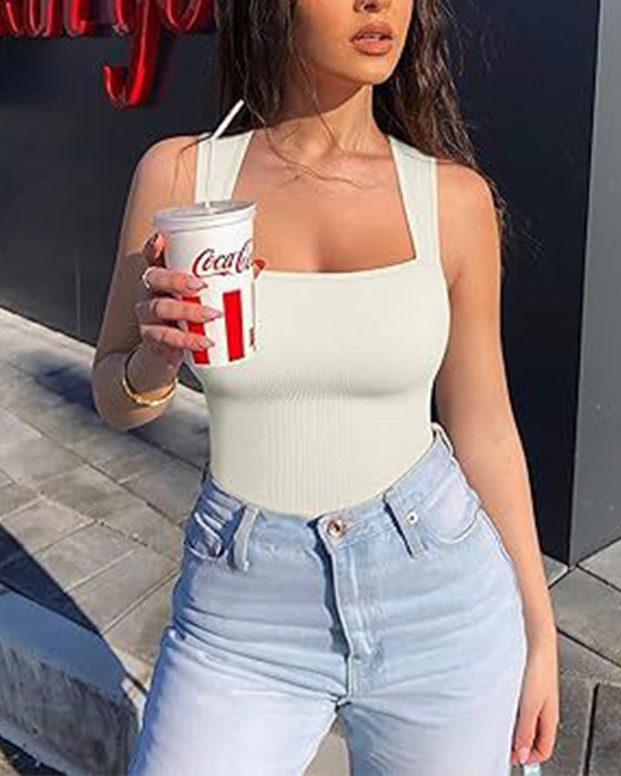 Body débardeur sans manches de couleur unie