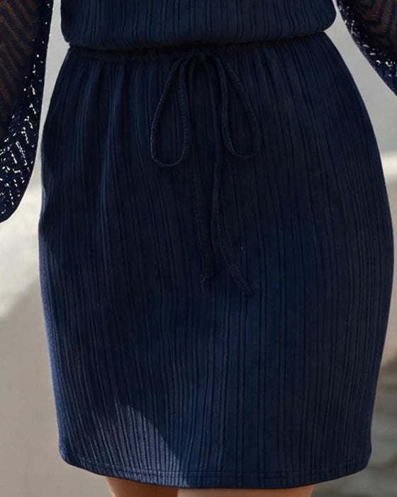 Robe Col Rond Découpé Manche Longue Taille