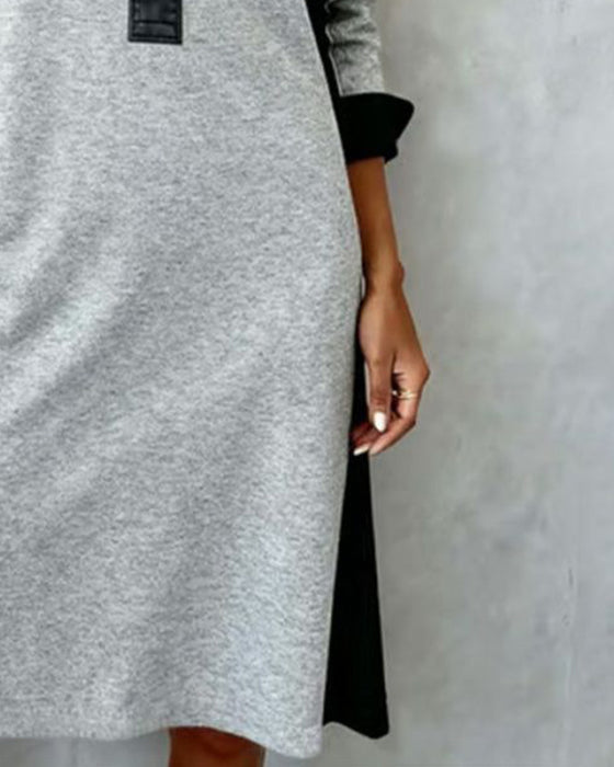 Robe Col Chemise Bloc De Couleur Décontractée