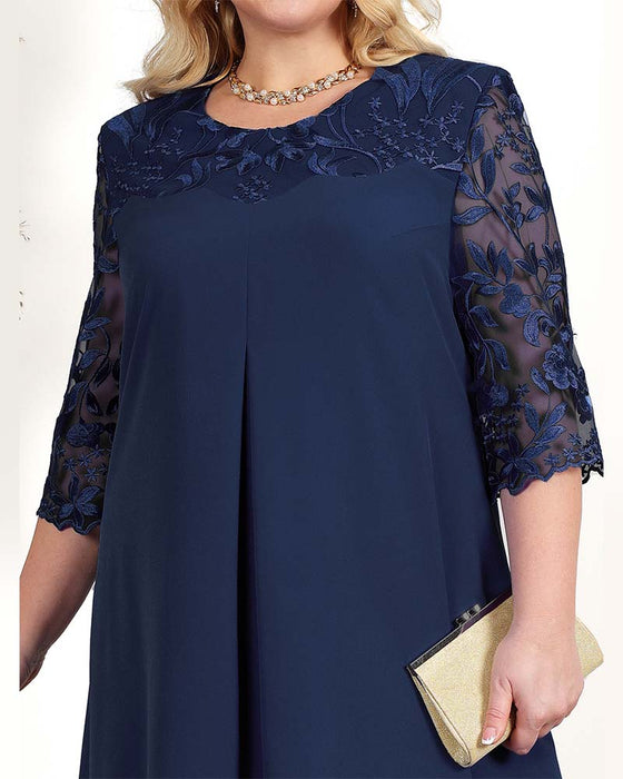 Robe décontractée ample en mousseline brodée