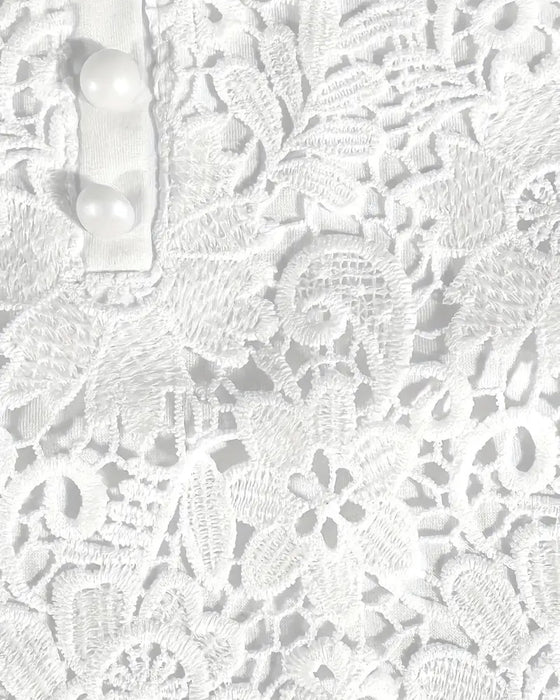 Blouse Col Rond Empiècement Dentelle