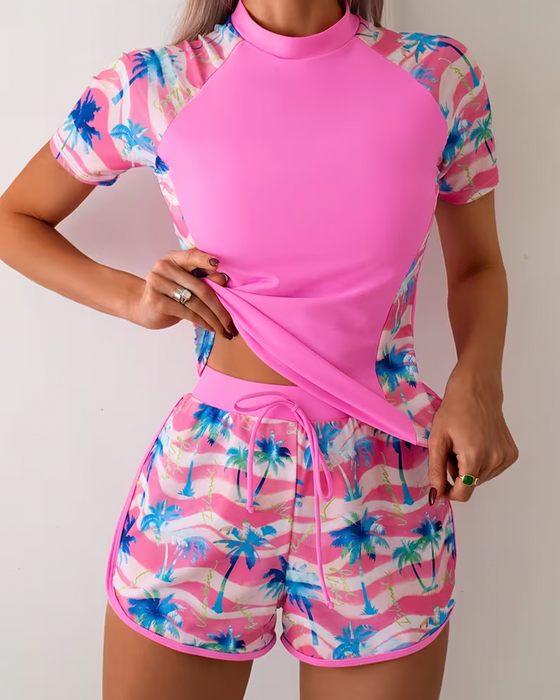 Tankini Maillot De Bain Manches Courtes Surf