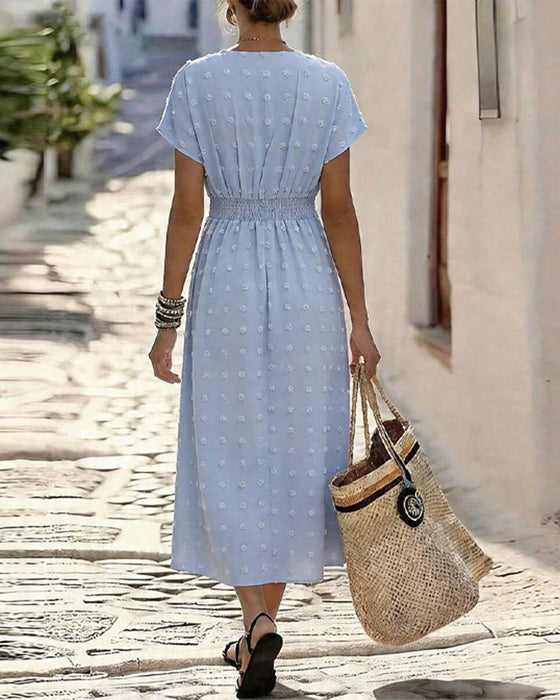 Robe Col V Taille Décontractée